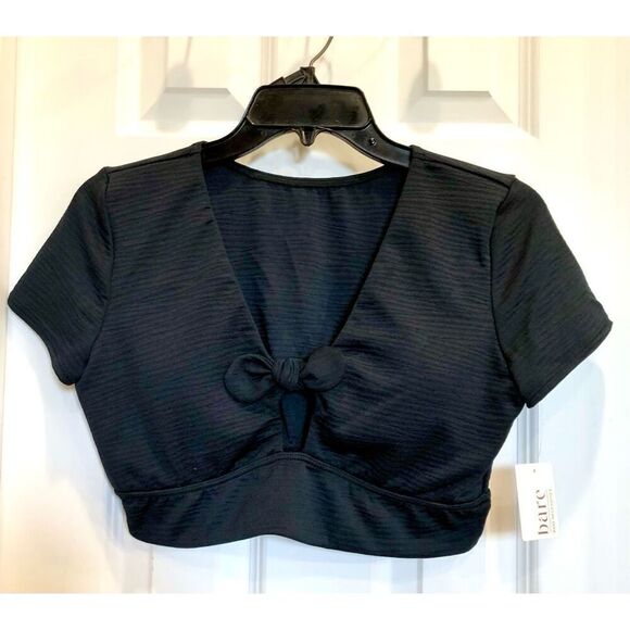 BARE NECESSITIES - NWT - L Sz L Textured Knit Crop Top/Peephole & Removable Cups - Picture 2 of 8